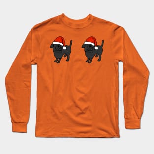 Pair of Cute Christmas Santa Dogs Long Sleeve T-Shirt